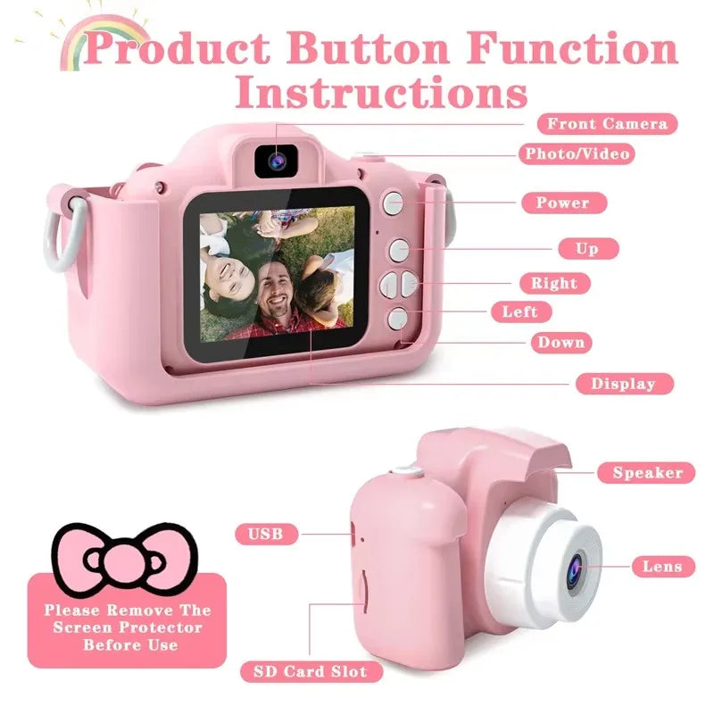 📸 Câmera Infantil Gato Fofo – Dupla Lente HD, Case de Silicone e Bateria Recarregável! 🐱🎥