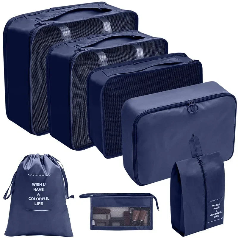 "🧳 Kit Organizador de Mala 7 Peças – 🏕️ Cubos de Viagem, 🎒 Bolsas para Roupas, 👟 Calçados e Acessórios"
