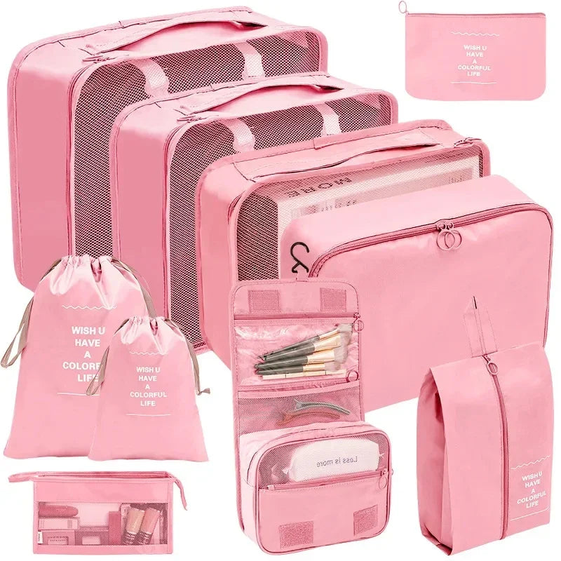 "🧳 Kit Organizador de Mala 7 Peças – 🏕️ Cubos de Viagem, 🎒 Bolsas para Roupas, 👟 Calçados e Acessórios"