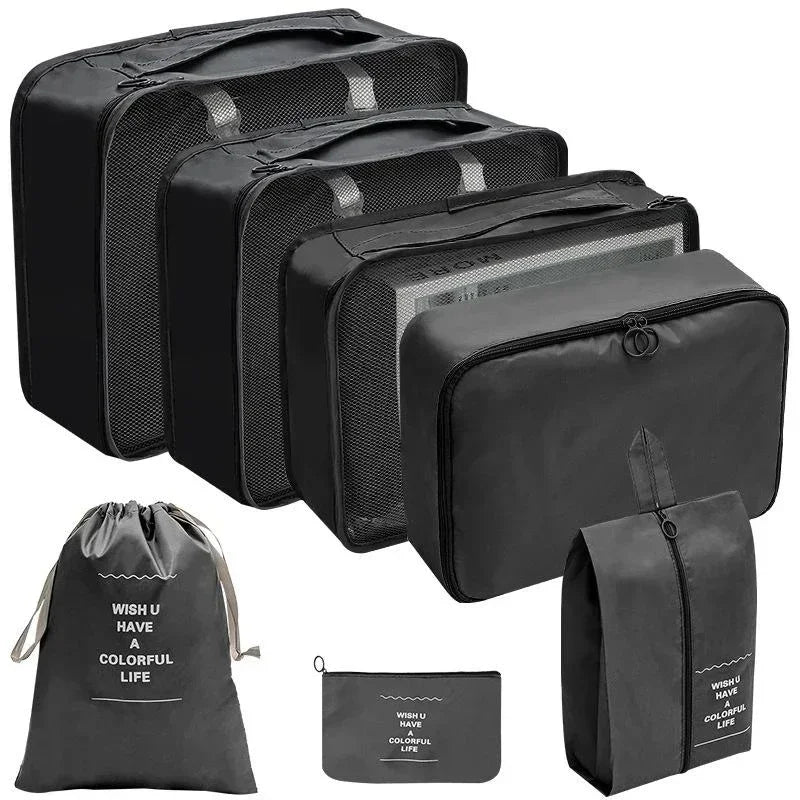 "🧳 Kit Organizador de Mala 7 Peças – 🏕️ Cubos de Viagem, 🎒 Bolsas para Roupas, 👟 Calçados e Acessórios"