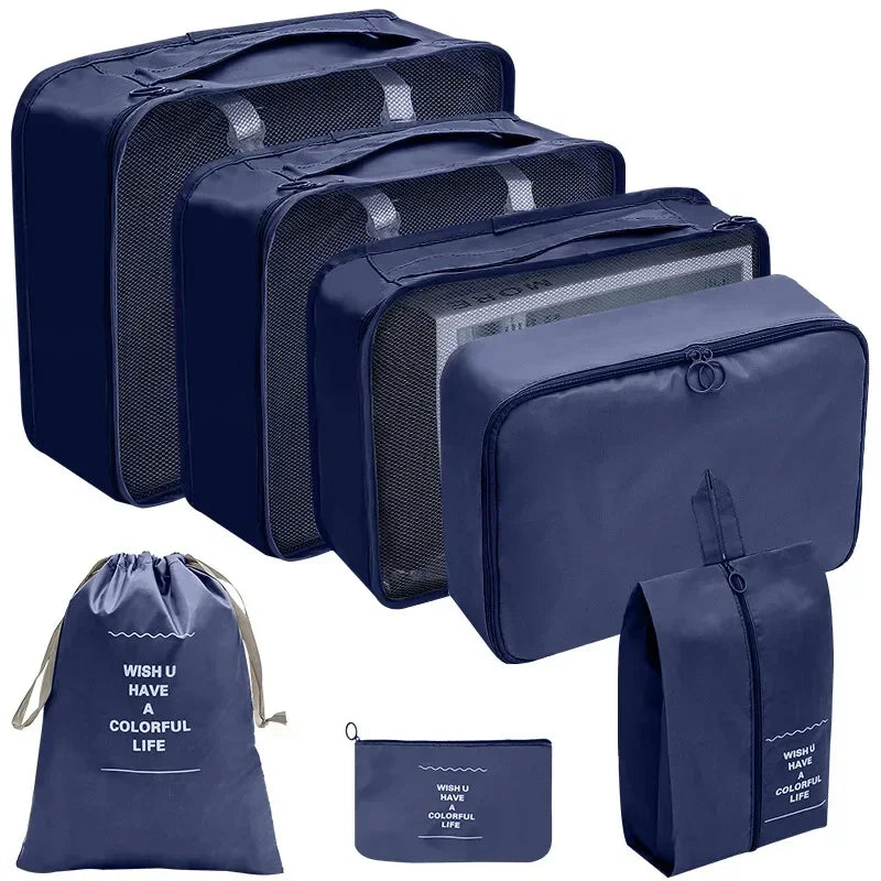 "🧳 Kit Organizador de Mala 7 Peças – 🏕️ Cubos de Viagem, 🎒 Bolsas para Roupas, 👟 Calçados e Acessórios"