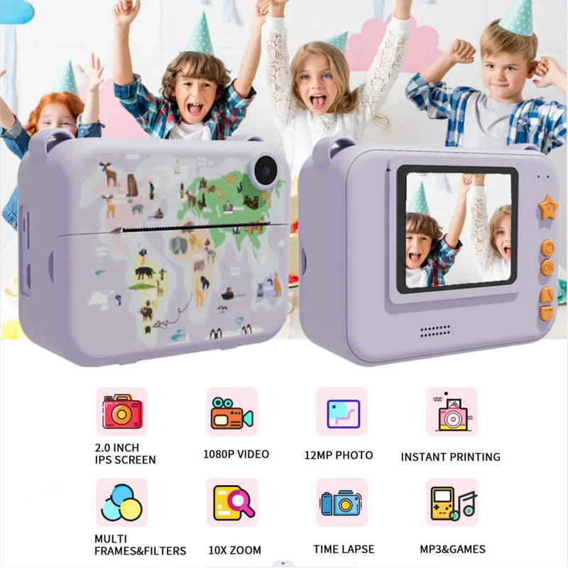 Câmera Infantil Digital com Impressão Instantânea – Fotos, Vídeos e Diversão Criativa! 📸🎁✨