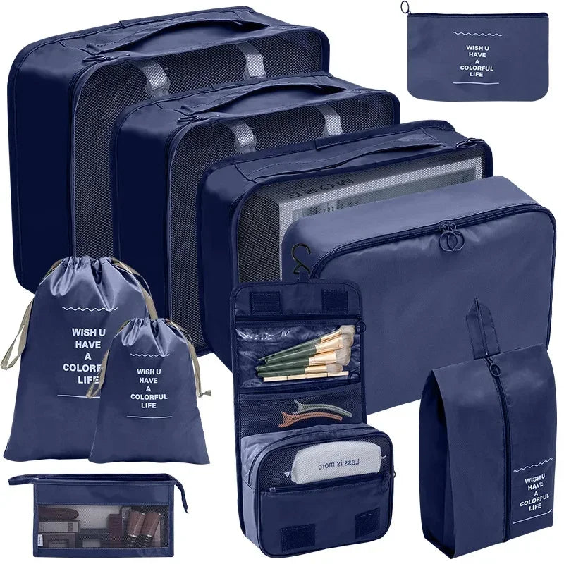 "🧳 Kit Organizador de Mala 7 Peças – 🏕️ Cubos de Viagem, 🎒 Bolsas para Roupas, 👟 Calçados e Acessórios"