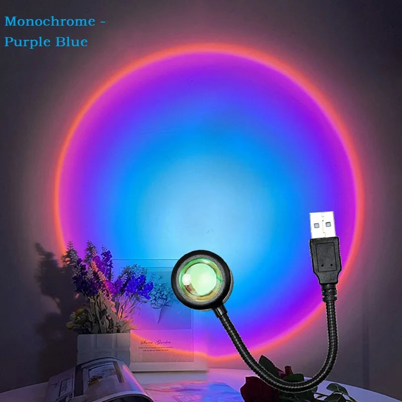 🌅 Luminária Sunset RGB LED - USB Plug &amp; Play, Luz Ambiente para Decoração e Fotografia! 📸✨
