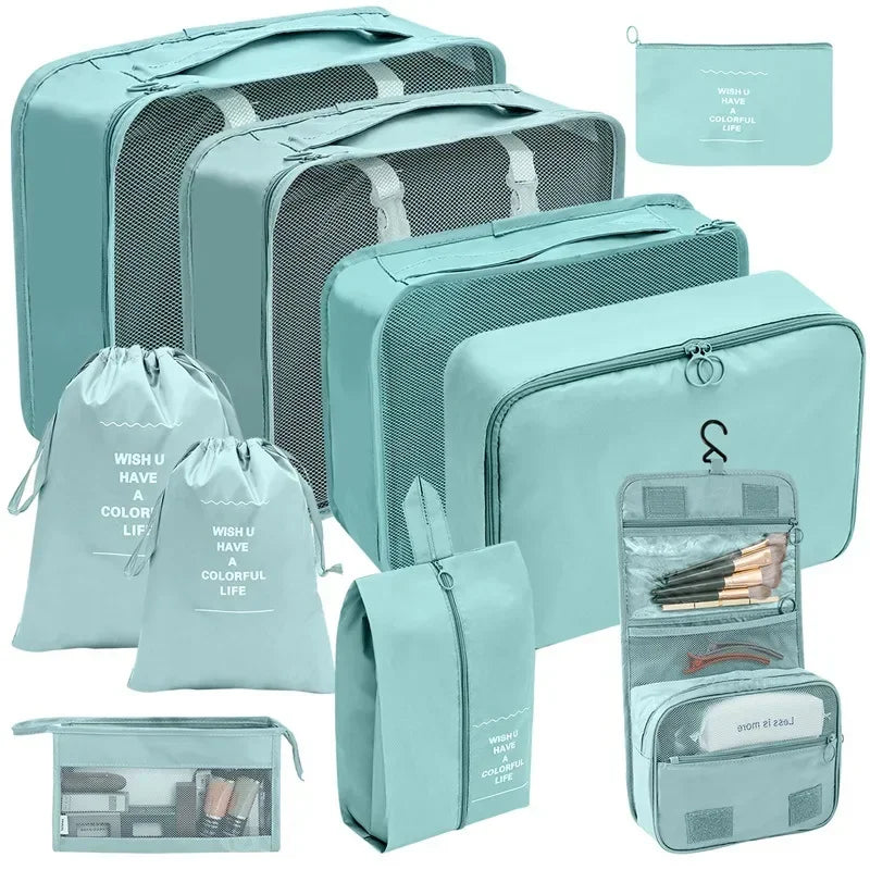"🧳 Kit Organizador de Mala 7 Peças – 🏕️ Cubos de Viagem, 🎒 Bolsas para Roupas, 👟 Calçados e Acessórios"